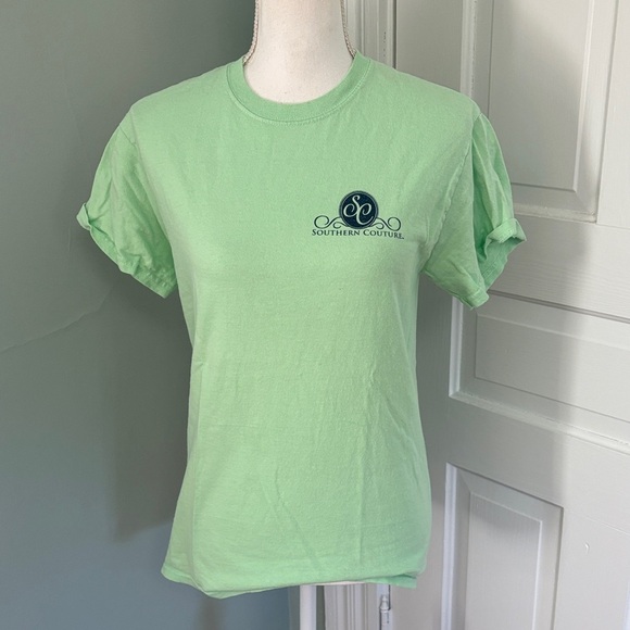 Womens Southern Couture Volleyball Graphic Tee - Green - Picture 2 of 4